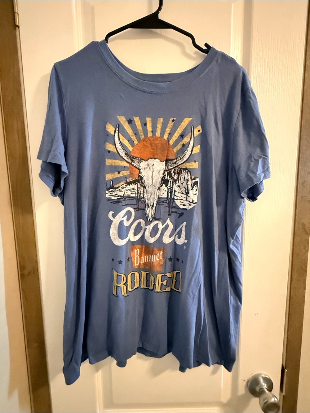 Torrid Blue Coors Rodeo Graphic Tee with Sunset Skull